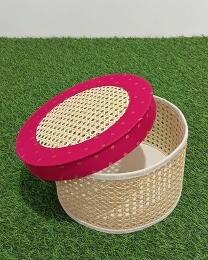 Cane Mat Basket With LID