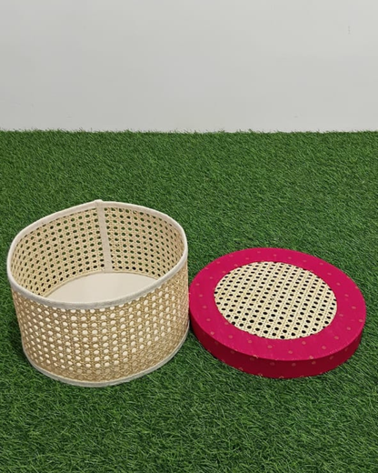 Cane Mat Basket With LID
