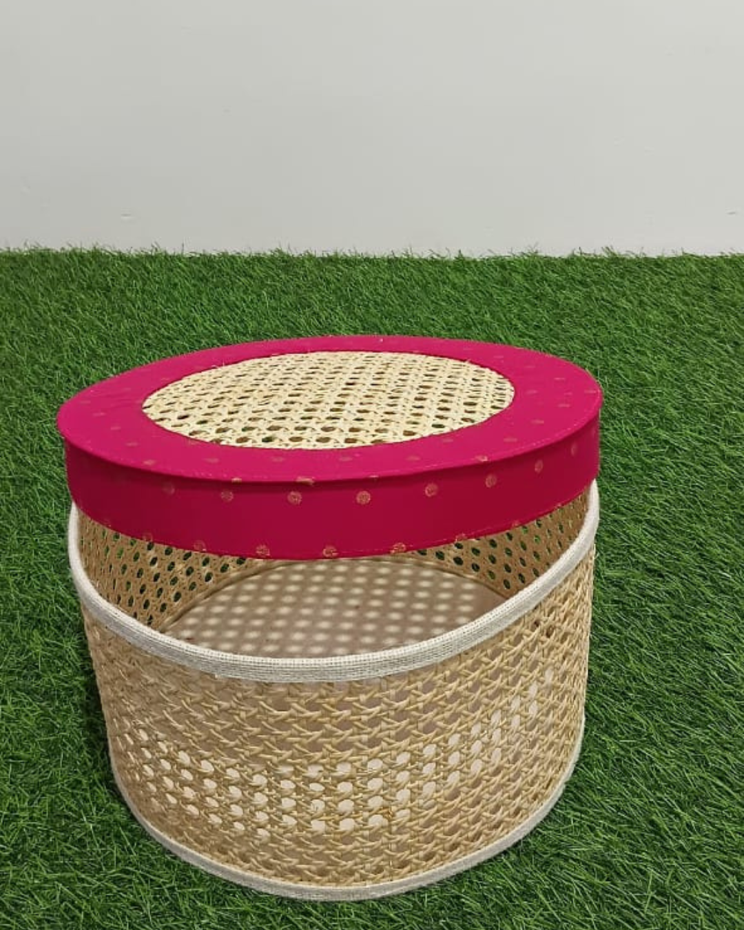Cane Mat Basket With LID