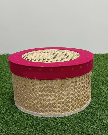 Cane Mat Basket With LID