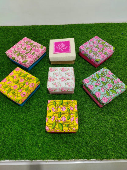 flowers printed jute gift boxs