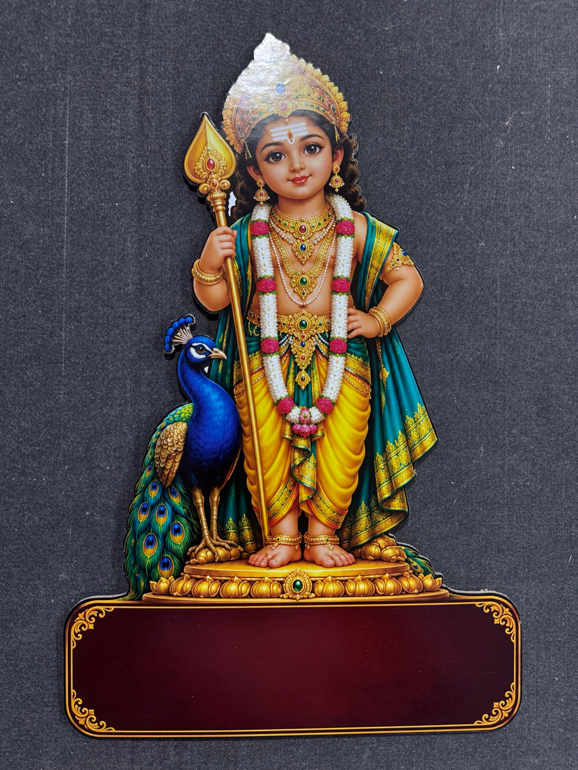 2027 Standing Murugan with peacock die-cut divine calendar by Signature Roses
